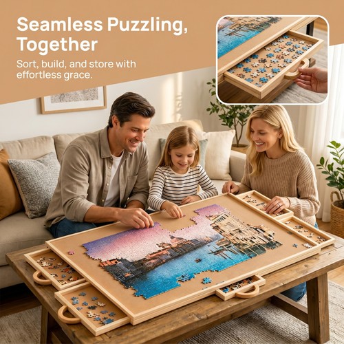 Wooden jigsaw puzzle table - puzzle,